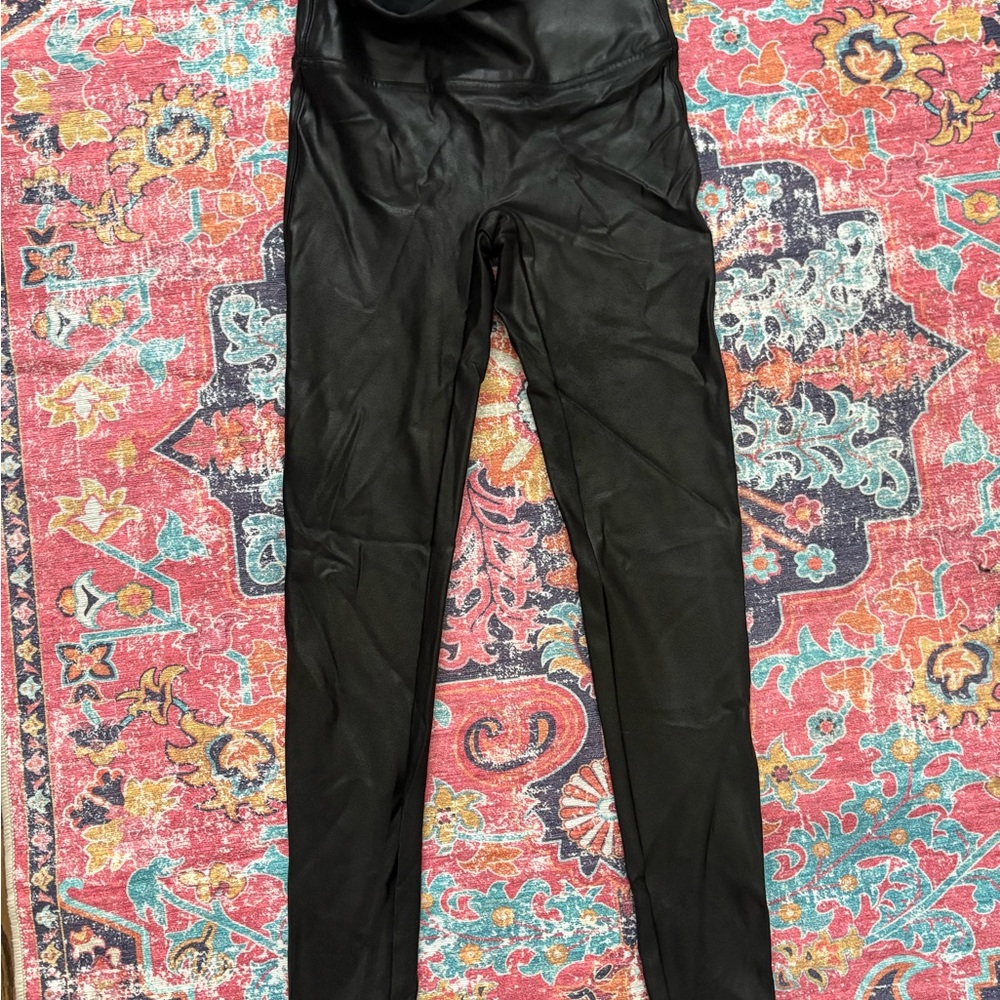 SPANX Jet Black Faux Leather Leggings